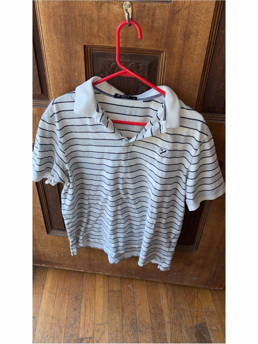 Men’s White Navy Stripe Polo Shirt